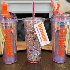 Dunkin Donuts Glitter Valentine's Day Tumbler